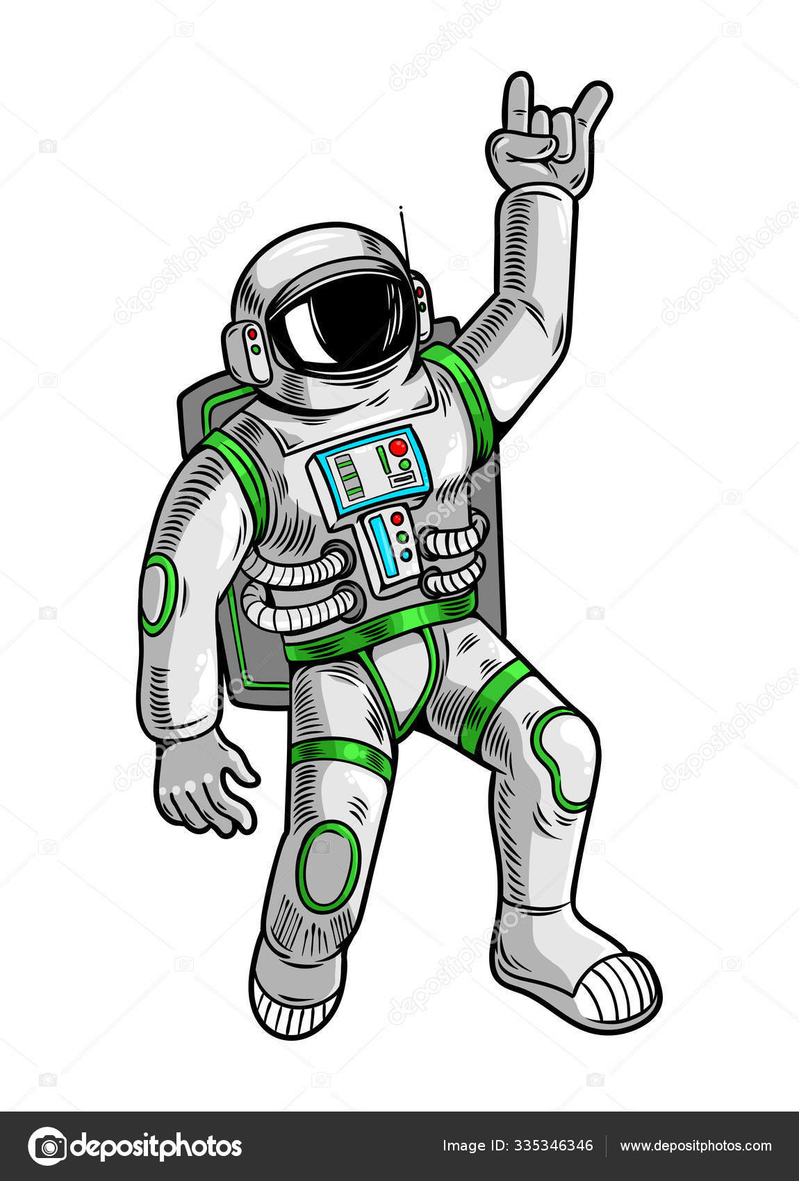 Cool dude astronaut spaceman in space Royalty Free Vector