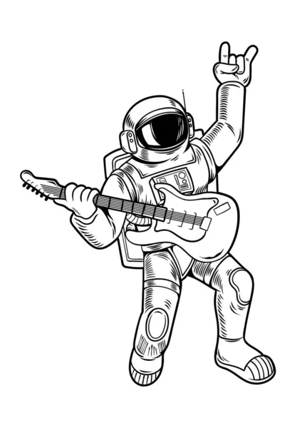 Spaceman rock star jouer à la guitare — Image vectorielle