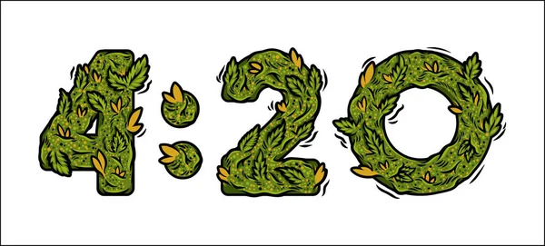 Lettering design weed number of time 420 — 스톡 벡터