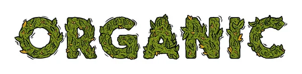 Lettering design weed inscription "ORGANIC" — 스톡 벡터