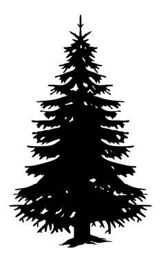 Tek renkli büyük orman ağacının silueti.