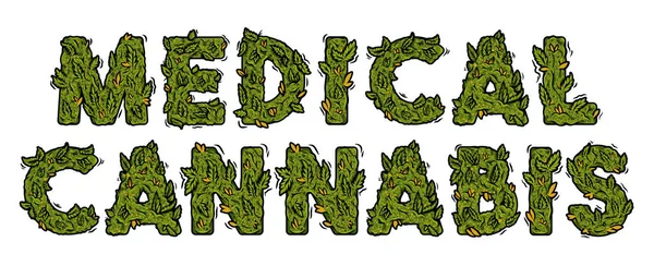 Design ogräs inskription "Medicinsk Cannabis" — Stock vektor