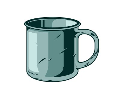 Su içmek için klasik bir kamp kupası.