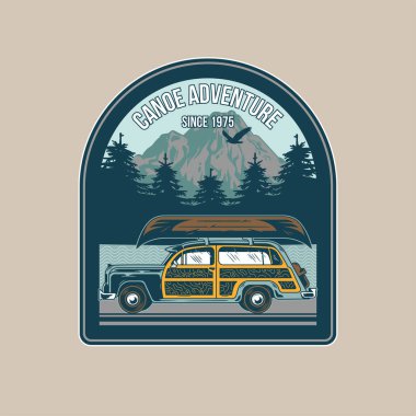 Eski kamp arabalı klasik bir rozet.