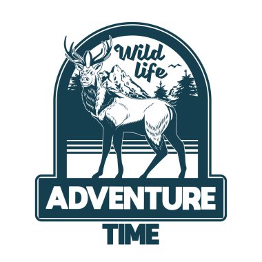 Vahşi hayvan orman geyikleri olan eski rozetler.