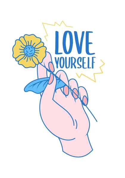 Love yourself print design — Stock Vector