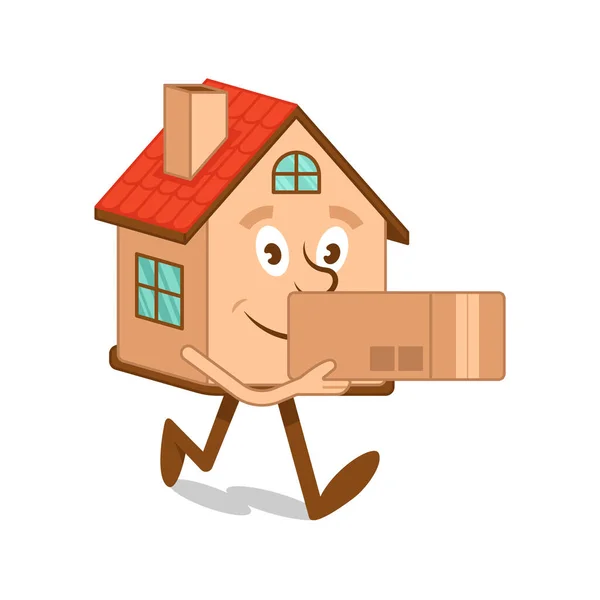 Cartoon-Charakter Haus mit Box — Stockvektor