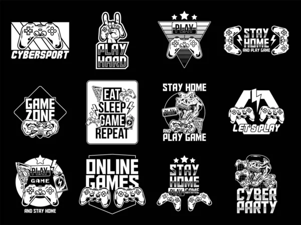 Set collection of video game apparel designs — Stock Vector