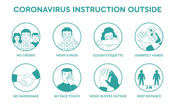 Infographie icônes coronavirus instruction Vecteurs De Stock Libres De Droits