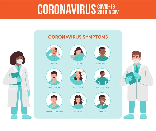Симптомы коронавируса устанавливают иконки — стоковый вектор