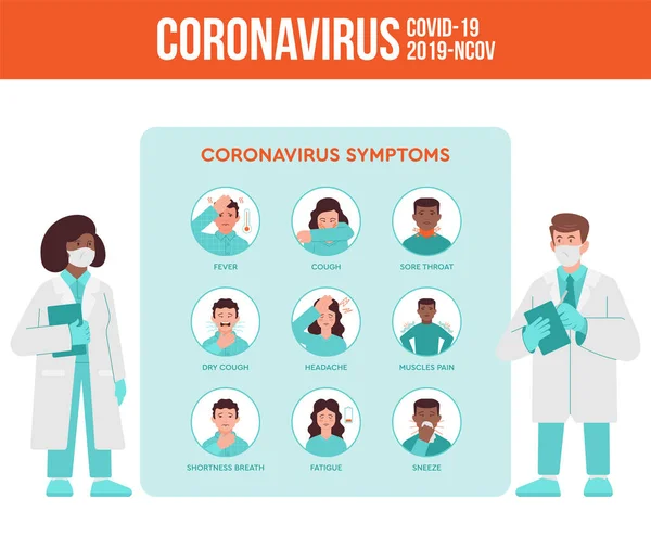 Symptômes du coronavirus mis icônes Vecteurs De Stock Libres De Droits