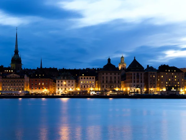 Nuit à quai à Stockholm . — Photo