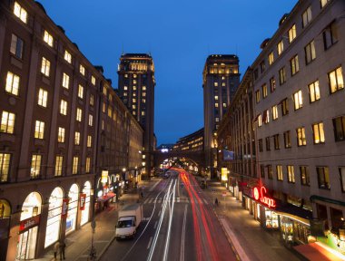 Kule evi Stockholm için köprüden görüntüleyin. İsveç. 05.11.2015