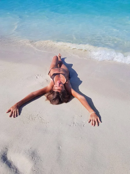 Chica Playa Bikini Mar Caribe Jamaica Lugares Pintorescos Del Caribe — Foto de Stock