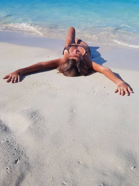 Chica Playa Bikini Mar Caribe Jamaica Lugares Pintorescos Del Caribe — Foto de Stock