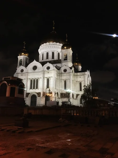 Ναός Μητρόπολη Της Μόσχας Νύχτα Μνημεία Της Ρωσίας — Φωτογραφία Αρχείου