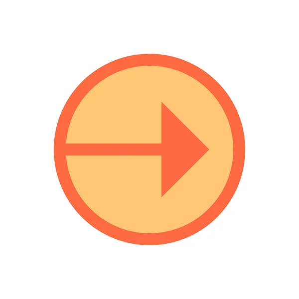 Seta sinal de direção ícone círculo botão estilo plano — Vetor de Stock
