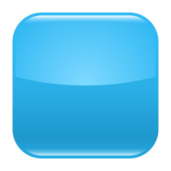 Blue glossy button blank icon square empty shape