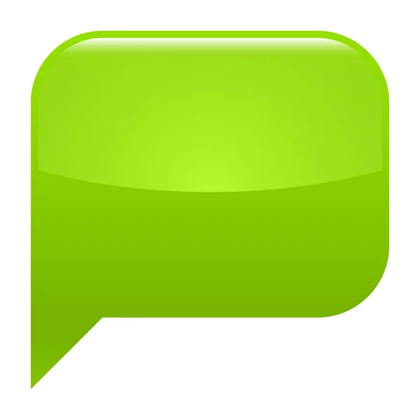 Verde brilhante discurso bolha localização em branco ícone quadrado vazio shap — Vetor de Stock