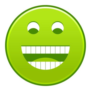 Yeşil gülümseyen yüzü neşeli gülen mutlu ifade