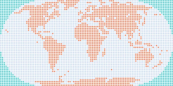 Flach gepunkteter Weltkarten-Atlas — Stockvektor