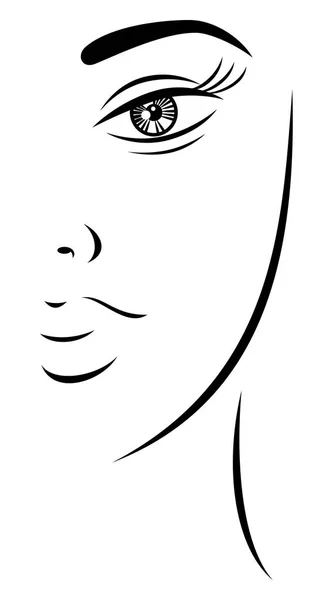 Sketch drawing pretty lady face — Stock Vector