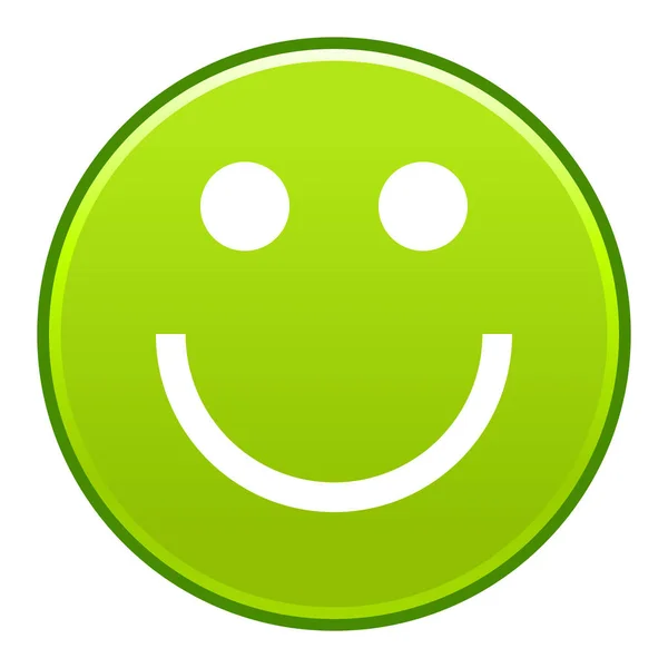 笑顔の顔の陽気な笑顔の幸せの絵文字に緑 — ストックベクタ
