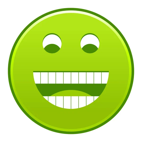 Cara sonriente verde emoticono feliz sonriente alegre — Archivo Imágenes Vectoriales