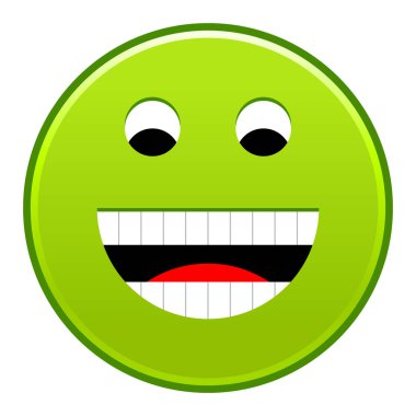 Yeşil gülümseyen yüzü neşeli gülen mutlu ifade