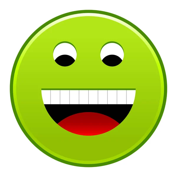 Zelená usmívající se tvář veselý smajlík šťastný emotikonu — Stockový vektor