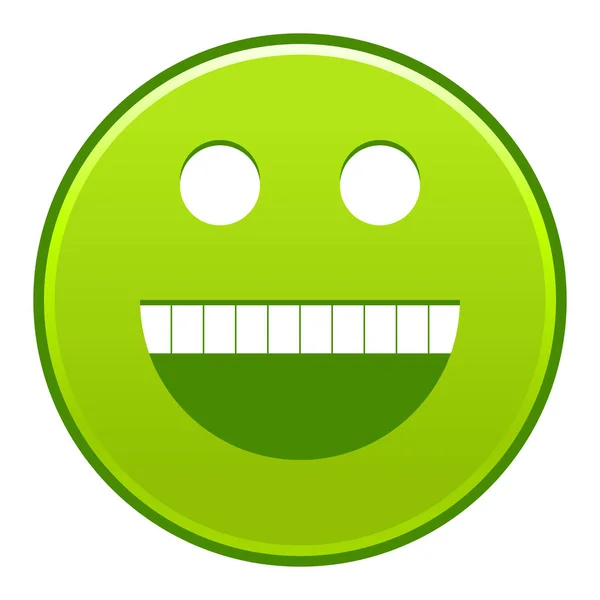 Yeşil gülümseyen yüzü neşeli gülen mutlu ifade — Stok Vektör