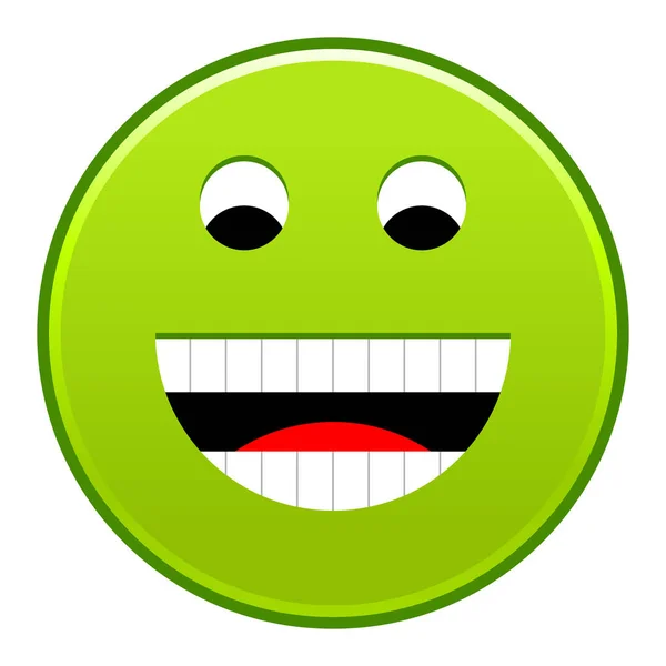 Cara sonriente verde emoticono feliz sonriente alegre — Archivo Imágenes Vectoriales