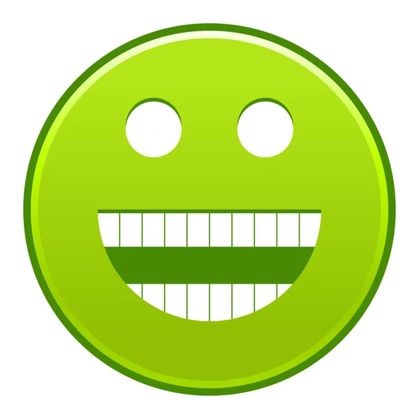 녹색 웃는 얼굴 밝은 웃는 행복 한 이모티콘 — 스톡 벡터
