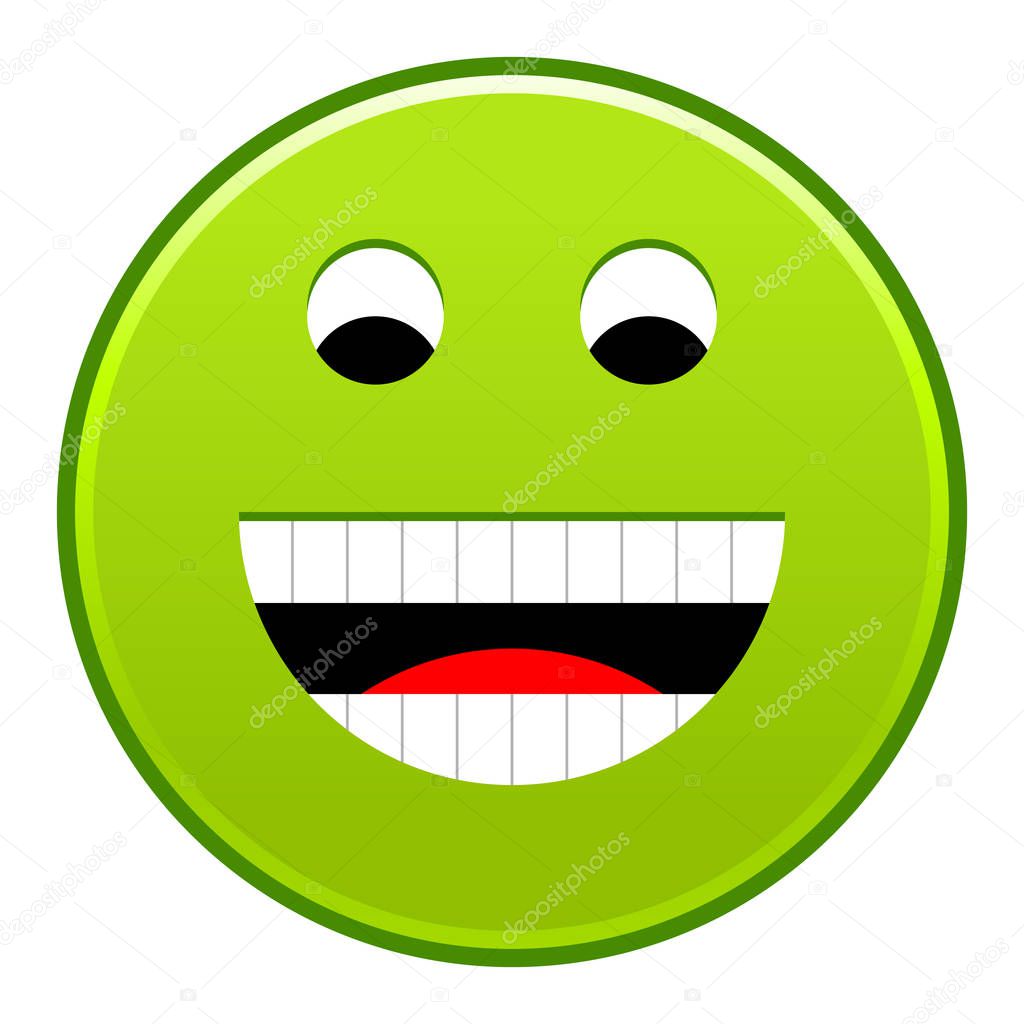 Green smiling face cheerful smiley happy emoticon