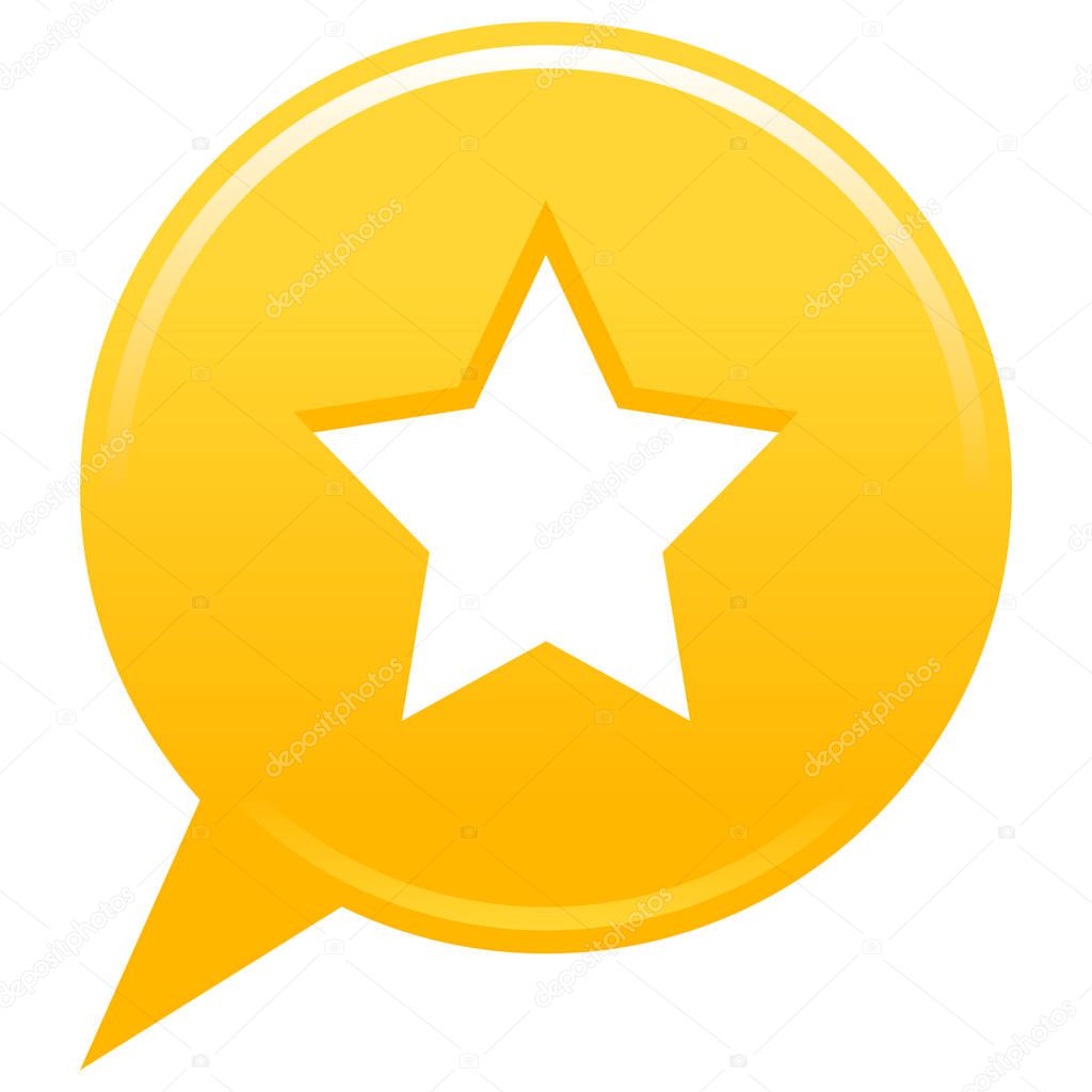 Yellow map pin favorite icon white star sign