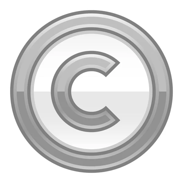 Grå Copyright tecknet glansigt symbolikon — Stock vektor