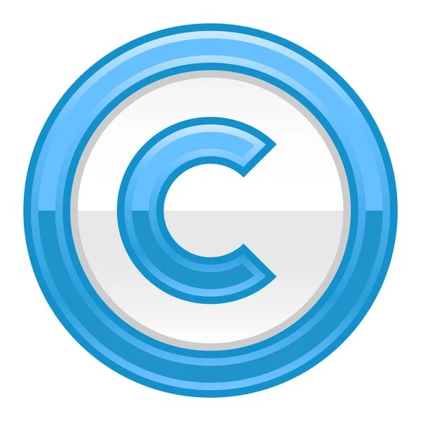 Blue Copyright Symbol Sign Glossy Icon — Stock Vector