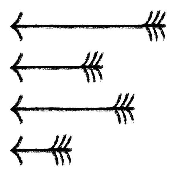 Establecer Flechas Signo Negro Pincelada Textura — Archivo Imágenes Vectoriales