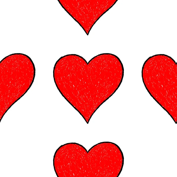 无缝模式红色的心 — 图库矢量图片
