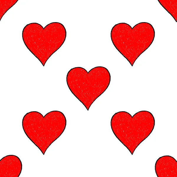 Seamless Pattern Red Heart — Stock Vector