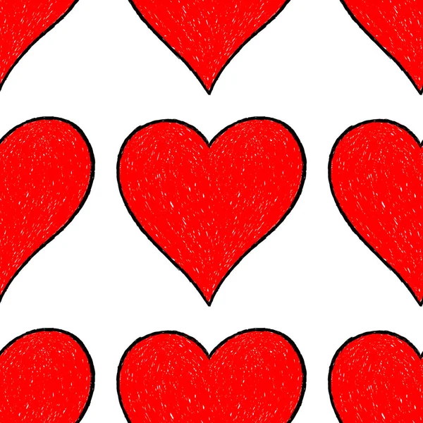 Seamless Pattern Red Heart — Stock Vector