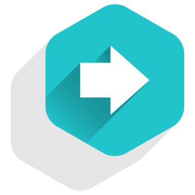 Ok işareti altıgen simgesi düz uzun Gölge Stili