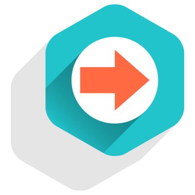 Düz ok işareti simgesi altıgen düğmesini yuvarlak