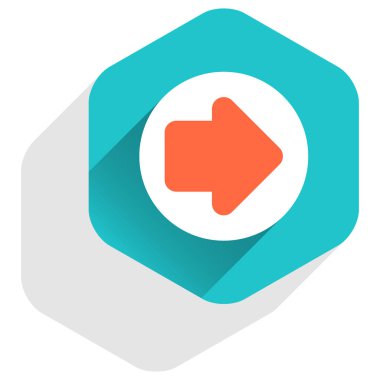 Düz ok işareti simgesi altıgen düğmesini yuvarlak