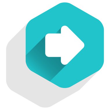 Ok işareti altıgen simgesi düz uzun Gölge Stili