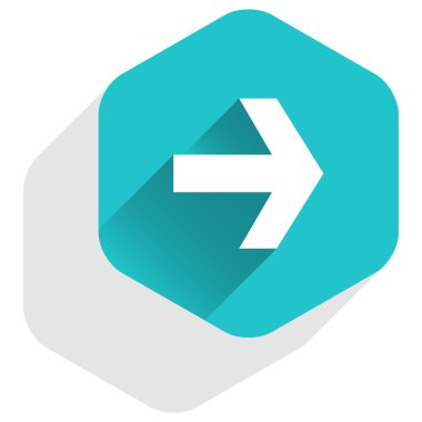 Ok işareti altıgen simgesi düz uzun Gölge Stili