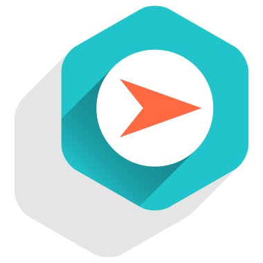 Düz ok işareti simgesi altıgen düğmesini yuvarlak