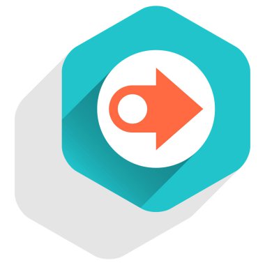 Düz ok işareti simgesi altıgen düğmesini yuvarlak