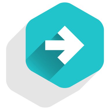 Ok işareti altıgen simgesi düz uzun Gölge Stili