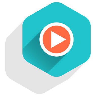 Ok işareti simgesi düz altıgen düğmesini oynamak